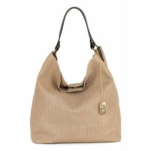 Geanta hobo de piele cu aspect impletit Sebastiana - Maro deschis imagine