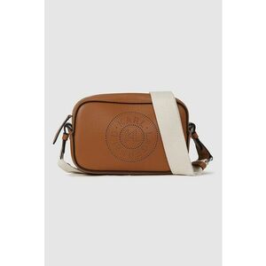 Geanta crossbody de piele cu logo - Caramel/Crem imagine