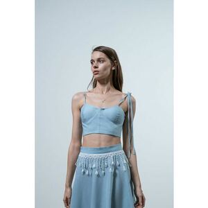 Top crop de in - Albastru deschis imagine