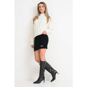 Pulover din amestec de lana cu model torsade si terminatie cu striatii - Crem imagine