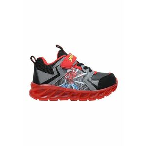Pantofi sport cu velcro si imprimeu Spiderman - Negru/Rosu vermillion/Gri inchis imagine