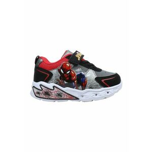 Pantofi sport cu velcro si imprimeu Spiderman - Negru/Rosu vermillion/Gri inchis imagine