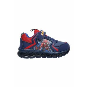 Pantofi sport cu velcro si imprimeu Spiderman - Albastru inchis/Rosu vermillion imagine