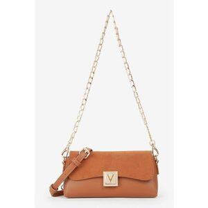 Geanta crossbody de piele ecologica cu bareta detasabila din lant - Caramel imagine