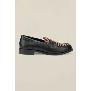 Pantofi loafer din piele ecologica cu animal print - Negru imagine