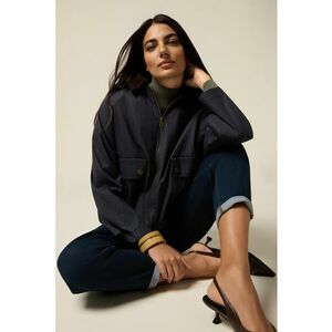 Jacheta cu gluga si fermoar - Albastru prafuit imagine