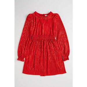 Rochie evazata cu guler Peter Pan - Rosu vermillion imagine