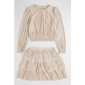 Set de rochie cu pliuri si fusta evazata - Maro deschis imagine