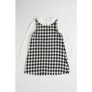 Set de sarafan si bluza - Negru/Alb murdar imagine