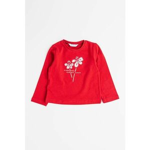 Bluza cu imprimeu si decolteu rotund - Rosu/Alb imagine