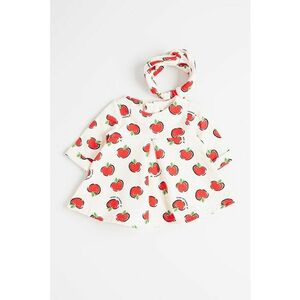 Rochie cu imprimeu si bentita - Rosu/Crem imagine