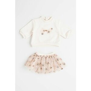 Set de bluza de trening si fusta - Alb murdar/Bej deschis imagine