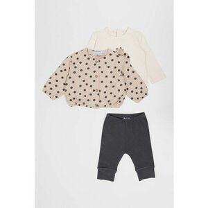 Set de imbracaminte - 3 piese - Gri/Maro taupe deschis/Alb murdar imagine