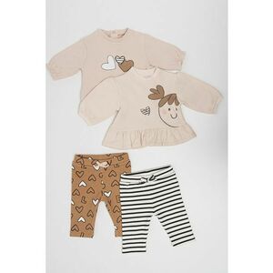 Set de bluza de trening si colanti- 4 piese - Maro taupe deschis/Crem imagine
