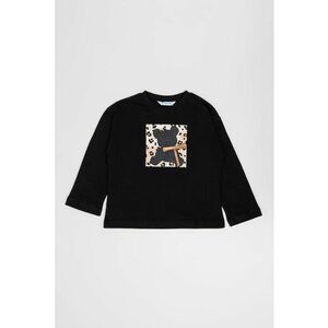Bluza de bumbac cu decolteu la baza gatului - Negru imagine