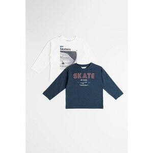 Set de bluze de bumbac - 2 piese - Alb murdar/Bleumarin imagine