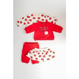 Set de bluza cu imprimeu - fusta si pantaloni - 4 piese - Rosu/Verde/Crem imagine