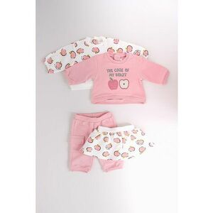 Set de bluza cu imprimeu - fusta si pantaloni - 4 piese - Alb/Verde/Roz prafuit imagine