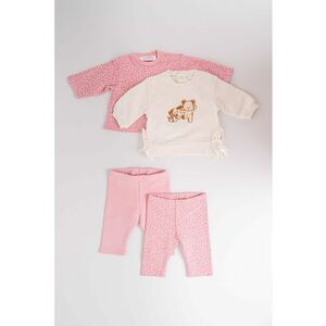Set de bluza cu imprimeu si pantaloni - 4 piese - Roz/Crem imagine