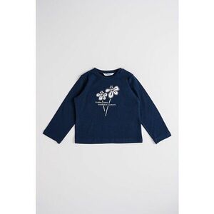 Bluza cu broderie si text - Bleumarin imagine