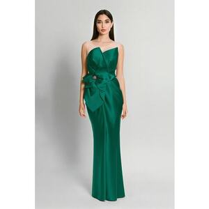 Rochie maxi cu aspect satinat - Verde imagine
