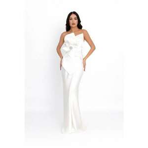 Rochie maxi cu aspect satinat - Alb optic imagine