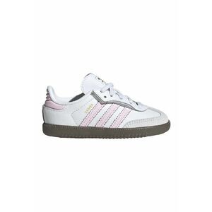 Pantofi sport din piele si piele intoarsa Samba OG - Alb/Gri deschis/Roz pal imagine