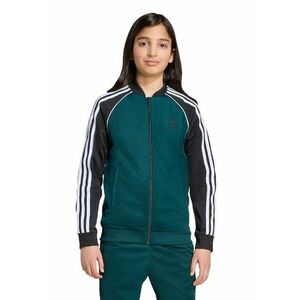 Bluza de trening cu fermoar si broderie logo - Alb/Negru/Verde inchis imagine