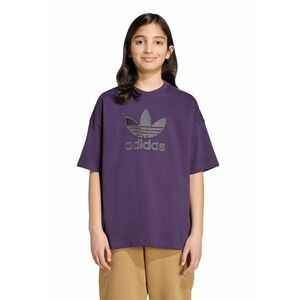 Tricou din bumbac cu logo si maneci cazute - Ametist imagine