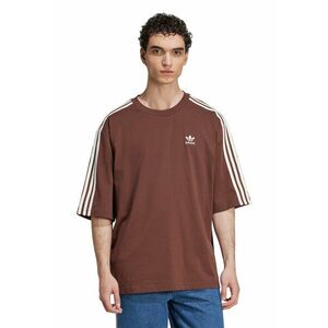 Tricou supradimensionat din bumbac cu detalii logo - Alb/Maro cognac imagine