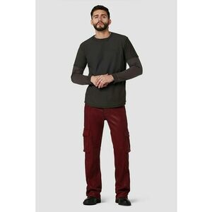 Pantaloni din denim cargo barbatesti - cu croi drept si buzunare laterale functionale - Rosu imagine