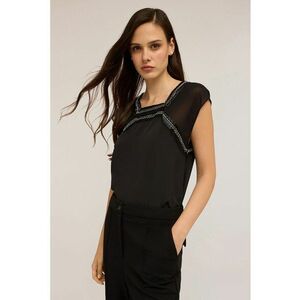 Bluza cu maneci scurte si decolteu patrat - Negru imagine