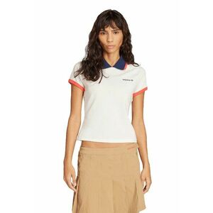 Tricou slim-fit cu guler - Albastru inchis/Alb murdar imagine