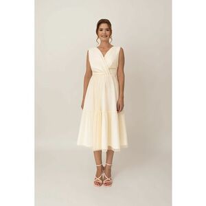 Rochie midi petrecuta - Crem imagine