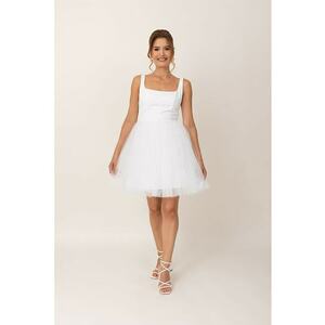 Rochie cu decolteu patrat - Alb imagine