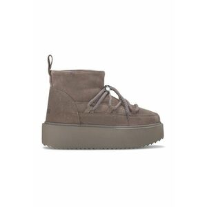 Cizme flatorm de piele intoarsa cu captuseala de lana - Maro taupe imagine