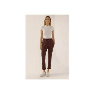 Pantaloni sport dama - slim fit - cordon - maro - bumbac-poliester imagine