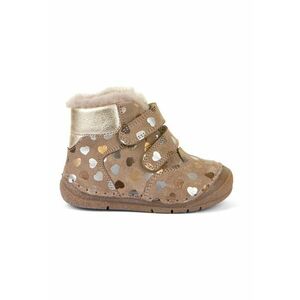 Botine din piele cu captuseala din blana sintetica - Bej imagine