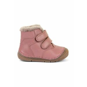 Botine din piele cu captuseala din blana sintetica - Roz imagine