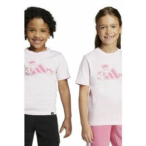 Tricou cu imprimeu logo si decolteu la baza gatului - Roz pastel imagine