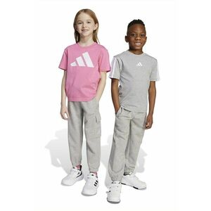 Pantaloni de trening cu snur de ajustare si buzunare - Alb/Gri melange imagine