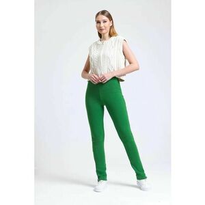 Pantaloni de trening - talie inalta - crapaturi cu fermoar - textil imagine