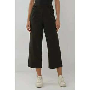 Pantaloni dama - cu talie inalta - detalii nasturi - negru - textil imagine