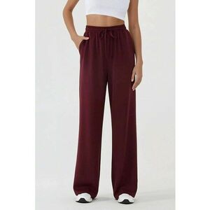 Pantaloni sport dama - croiala larga - talie elastica - rosu - textil imagine