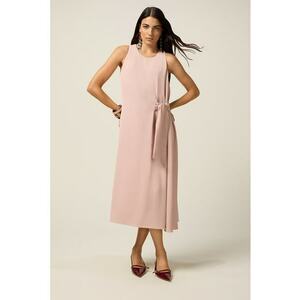 Rochie fara maneci cu detaliu innodat - Roz pastel imagine