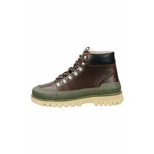 Ghete din piele cu model uni Nebrada - Maro cognac/Negru/Verde sparanghel imagine