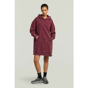 Rochie din bumbac organic cu gluga - Rosu inchis imagine
