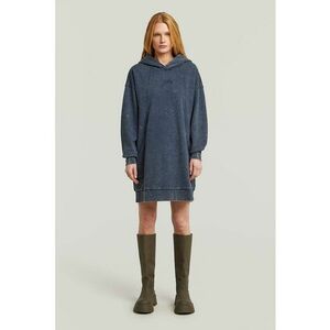 Rochie din bumbac organic cu gluga - Albastru inchis imagine