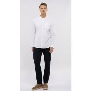 Camasa pentru barbati K-Lange - cu guler tunica - Alb - din bumbac - Slim Fit imagine