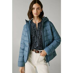 Geaca cu gluga si aspect matlasat - Albastru prafuit imagine